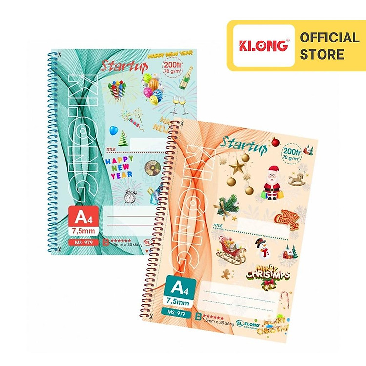 Sổ Kẻ Ngang Lò Xo Startup KLONG A4 (200 trang)