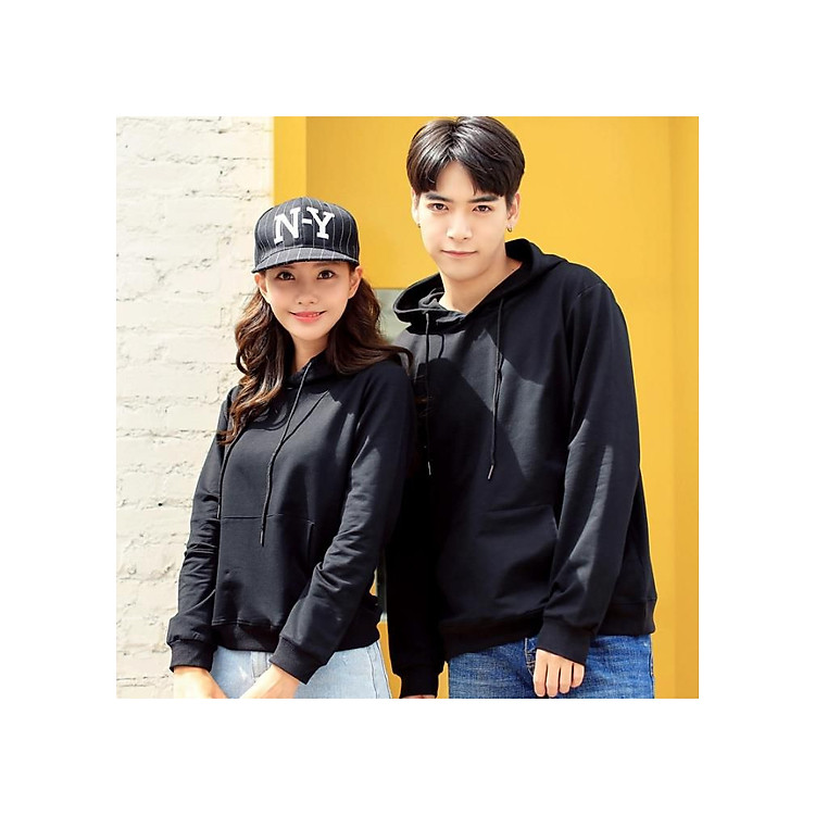 Combo Áo Khoác Hoodie Cặp -Couple Nam Nữ Trắng (Đen) -Trơn Nỉ Bông -Thời Trang Kactus Cao Cấp