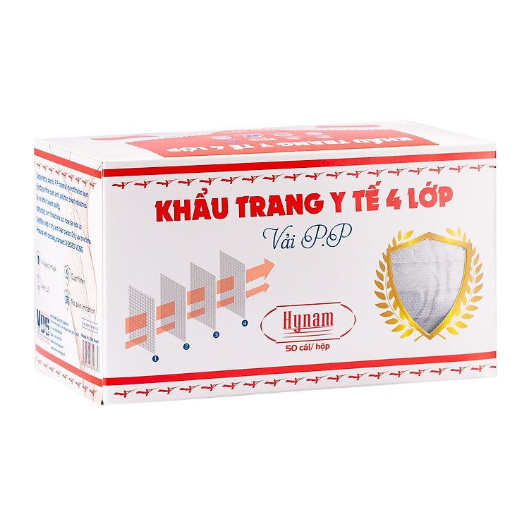 Khẩu trang y tế 4 lớp vải không dệt Hynam - (50 cái/ hộp) - Màu xám