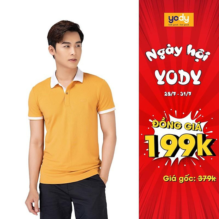 Áo Polo YODY Nam Cafe Phối Nẹp Trẻ Trung Chống Tia UV Hữu Hiệu - APM3635