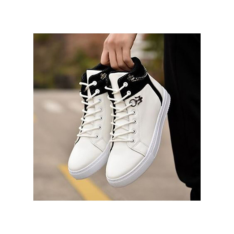 Giày Sneakers Nam Cao Cổ Chất Liệu Vải Nhung Cao Cấp Đế Êm Thoải Mái Cổ Gắn Dây Xích Thời Thượng 2 Màu và Nhiều Size Lựa Chọn
