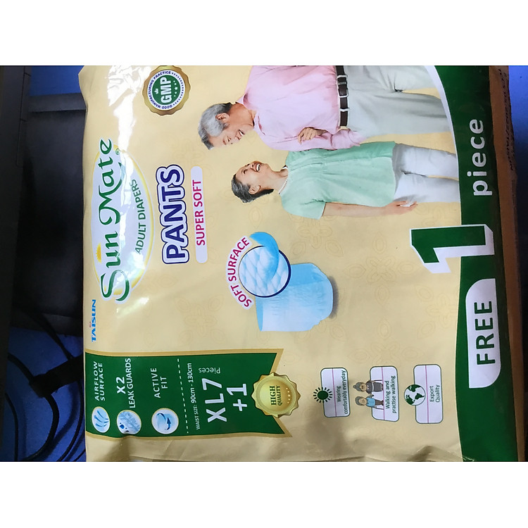1 Gói Tã quần Sunmate XL7 Siêu Mềm Mại - Tã quần người lớn, người già Sunmate- Hsd Luôn Mới