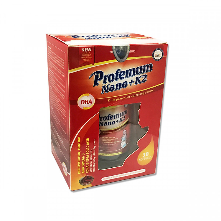 Thực phẩm chức năng bổ sung DHA, EPA, Acid Folic, Calci nano và các vitamin, khoáng chất cần thiết Profemum Nano +K2
