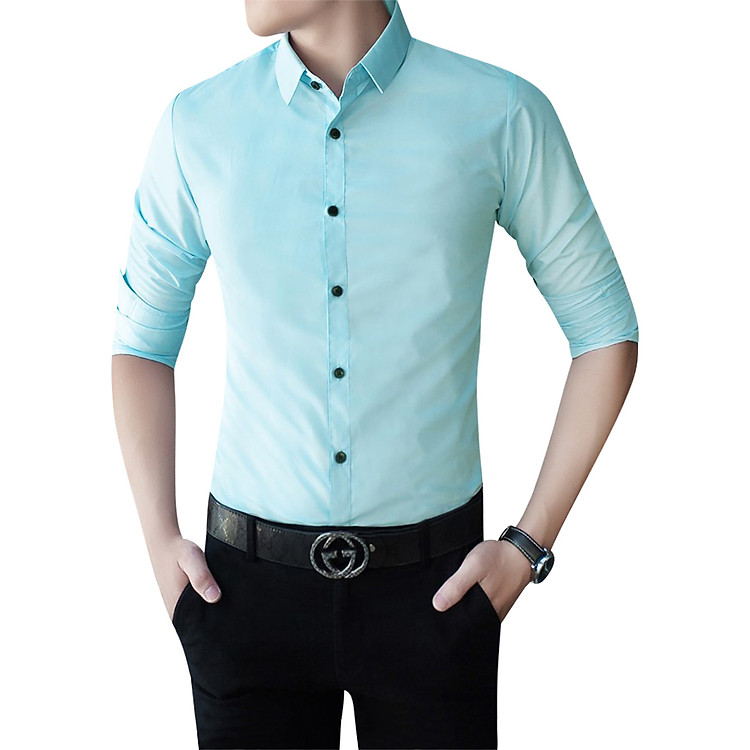 Áo Sơ Mi Nam Tay Dài VFASHION VFS0021 - Xanh Ngọc