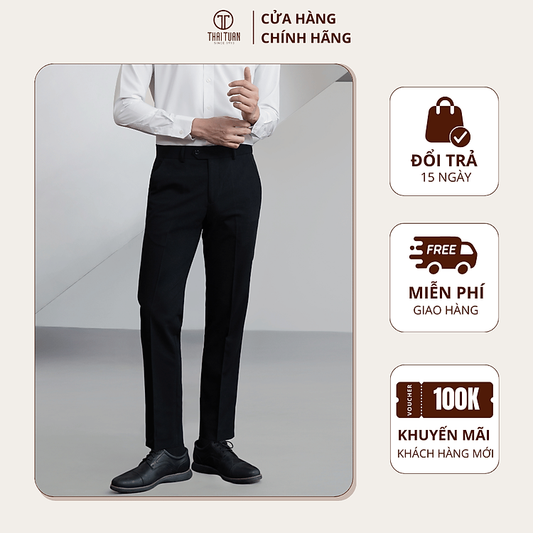 Quần tây nam Thái Tuấn có tăng đơ màu đen | Phong độ, hiện đại, thời trang - Thời trang Công Sở/Dạo phố