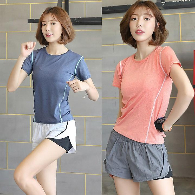 Set bộ thể thao nữ đồ tập gym quần đùi short áo thun tay ngắn năng động