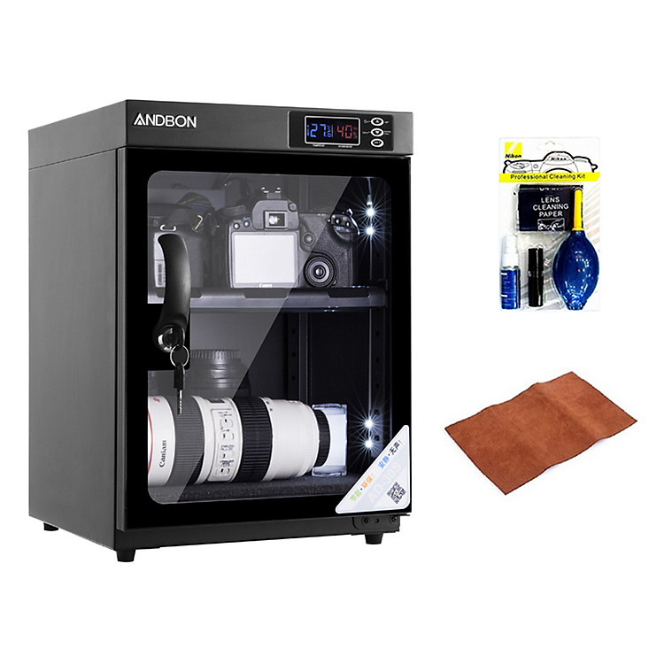 Combo Tủ Chống Ẩm Andbon AD-30S (30 Lít) + Hộp Đựng Thẻ Chống Nước + Tặng Da Lau Len (Da Thật) - Hàng Nhập Khẩu