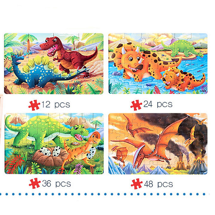 Hộp 4 tranh ghép JX14 các tranh 12, 24, 36, 48 miếng ghép đồ chơi giáo dục