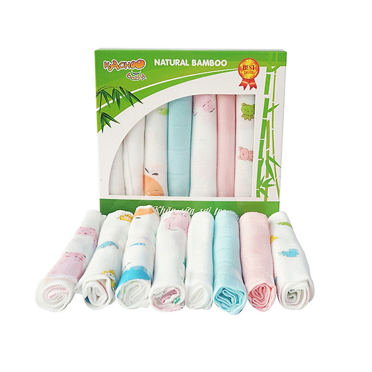 Khăn sữa sợi tre KACHOO 8 cái Chính hãng Giá tốt