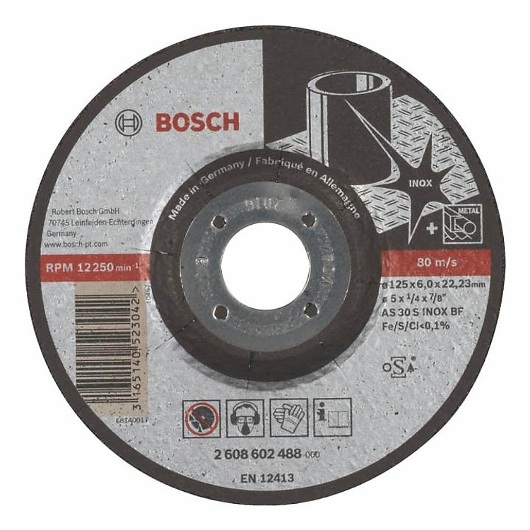 Đá mài Inox Bosch 2608602488 125 x 6 x 22.2mm (Đen)