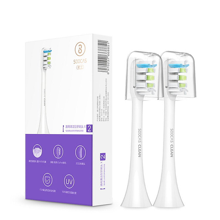 Bộ 2 Đầu Bàn Chải Điện Soocas BH01W – Trắng