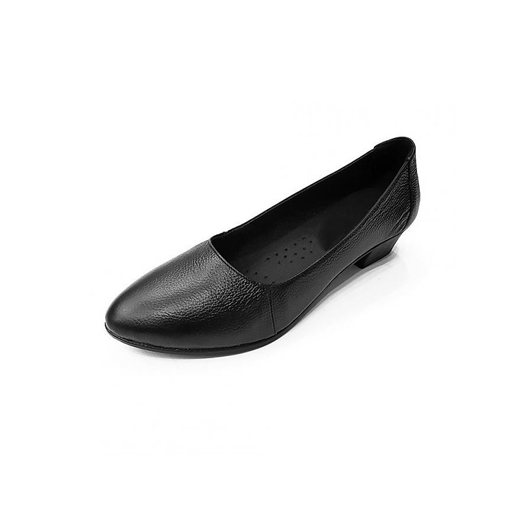 Giày Cao Gót Nữ Đế Vuông Cao 3cm Da Thật Siêu Mềm 3P02DTP (Đen)