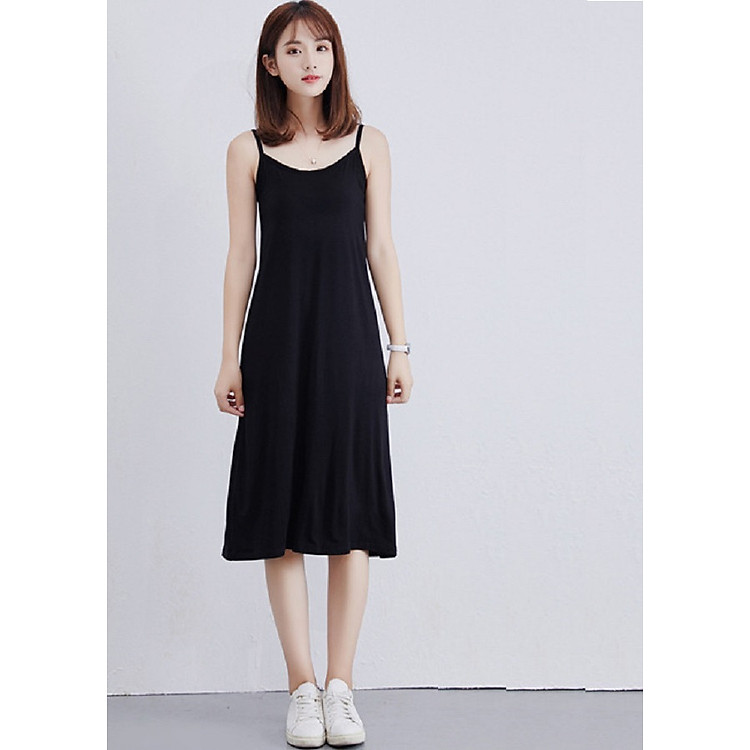 Váy hai dây dạo phố siêu xinh ( THUN ĐEN)