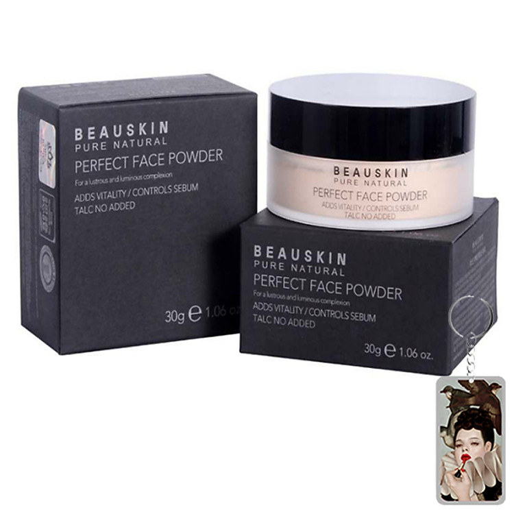 Phấn phủ dạng bột Beauskin Perfect Face Powder Hàn Quốc 30g + Móc khóa
