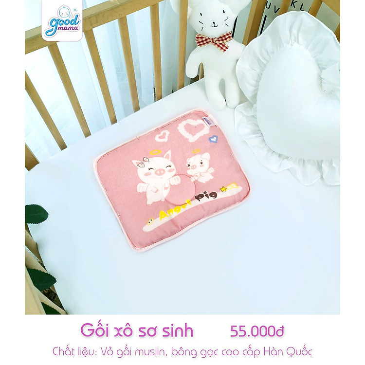 Gối cho bé sơ sinh êm mềm mại, thoáng mát, thấm hút mồ hôi tốt giúp bé ngon giấc