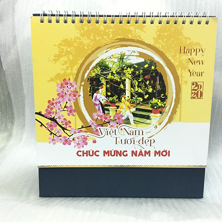 Lịch để bàn A 2020 ( bs44 ) đế lịch màu ngẫu nhiên xanh- nâu