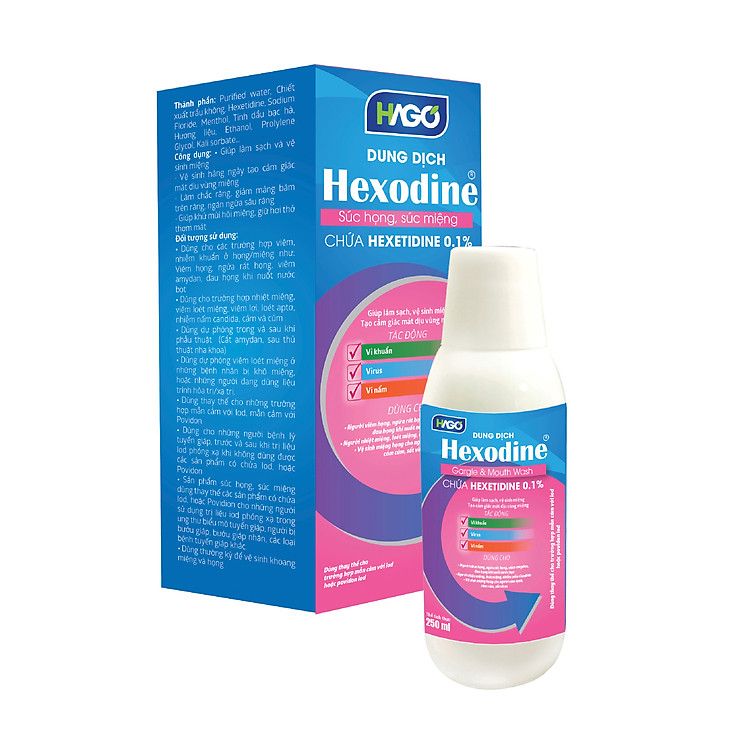 Súc họng, súc miệng Hexodine