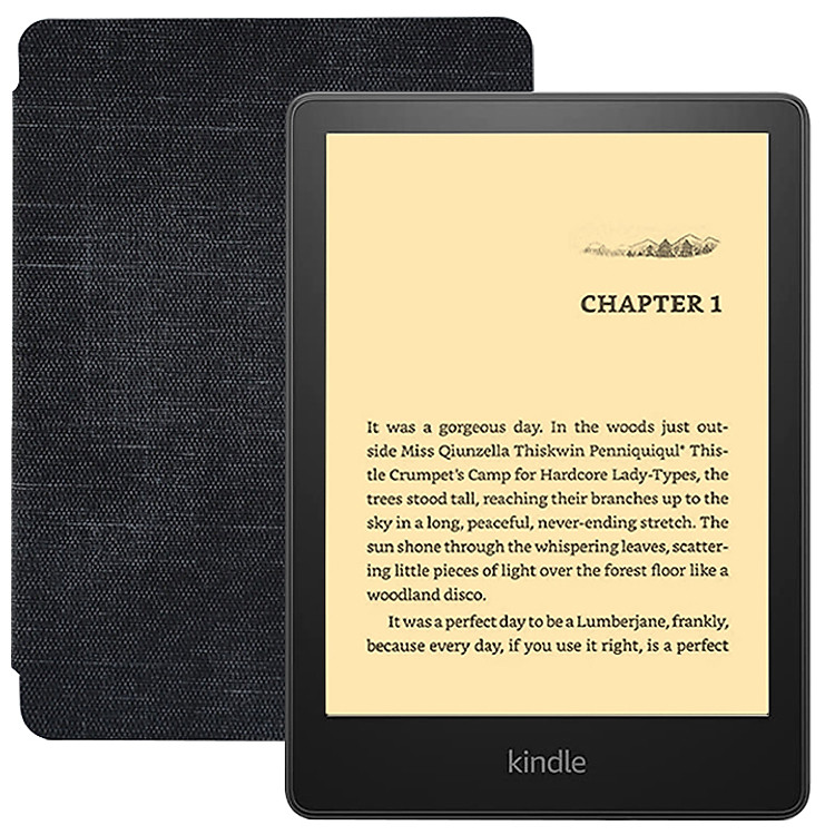 Combo máy đọc sách Kindle Paperwhite 5 (11th gen) tặng kèm bao da ( Cover ) - Hàng nhập khẩu