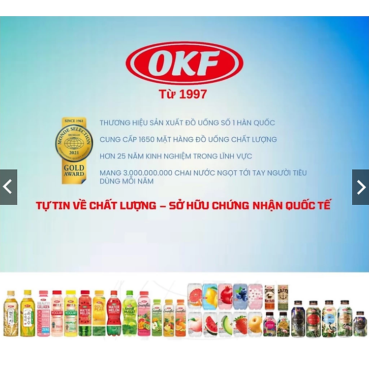 Nước ngọt có ga vị Dưa lưới 350ML OKF Hàn Quốc