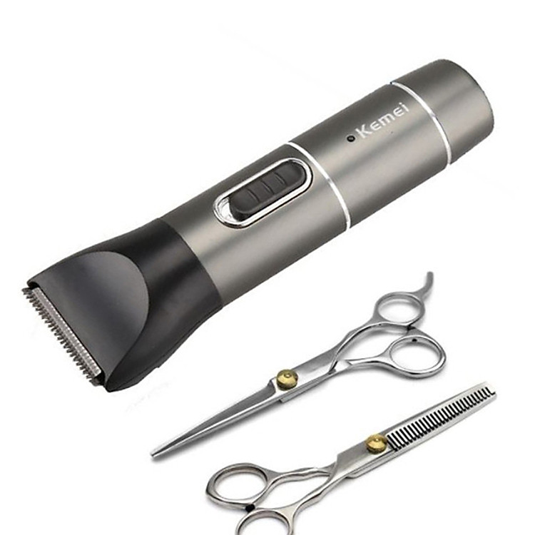 Tông đơ cắt tóc chuyên nghiệp KM 1668 và 2 kéo cắt tỉa