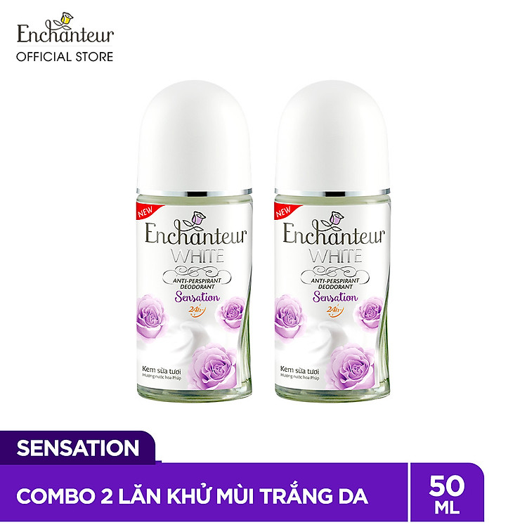 Combo 2 Lăn khử mùi trắng da Enchanteur Sensation/Delighful/Romantic 50ml/ Chai