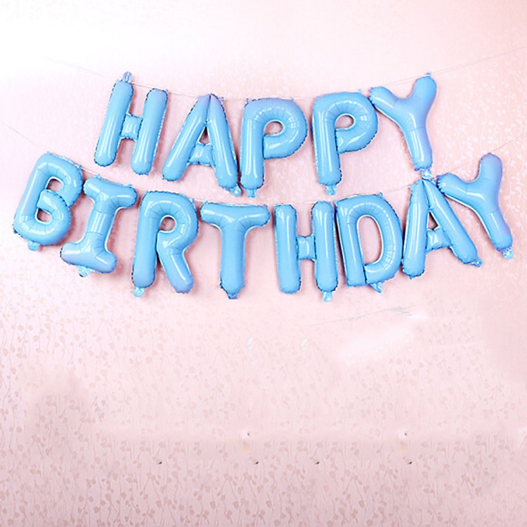 Bộ Bong Bóng Chữ HAPPY BIRTHDAY Nhôm Kiếng Bạc (13 chiếc)