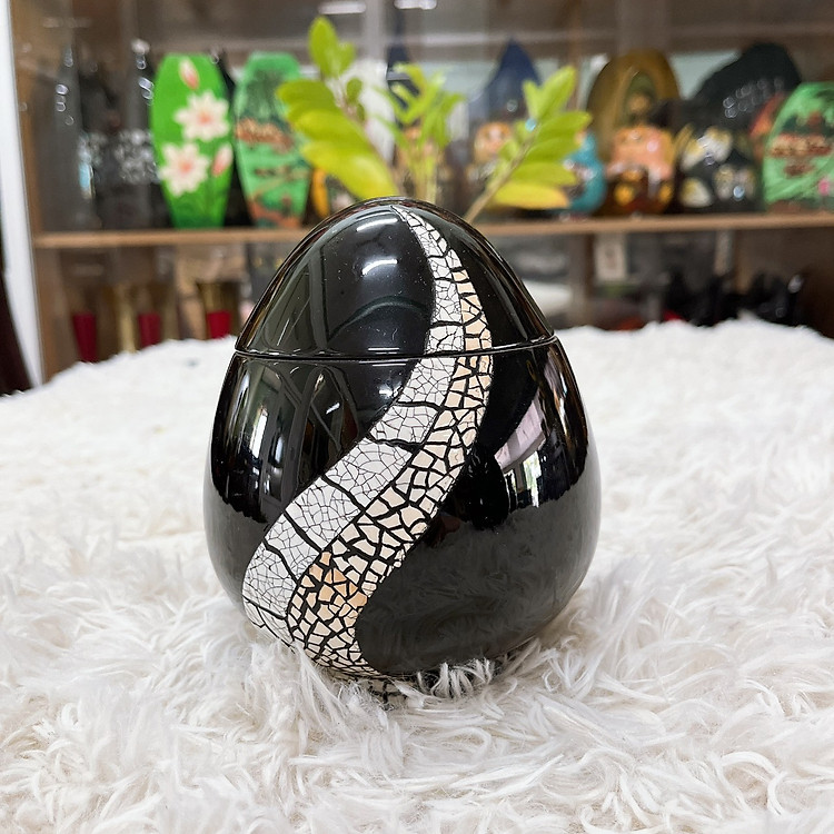 Hủ trứng sơn mài cao cấp (Size S: D9xH12 cm) - Ảnh 6