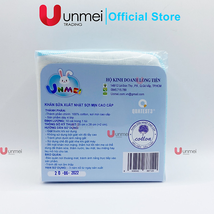 Khăn Sữa Unmei Xuất Nhật Cho Bé Chính hãng Giá rẻ - Hình ảnh 2