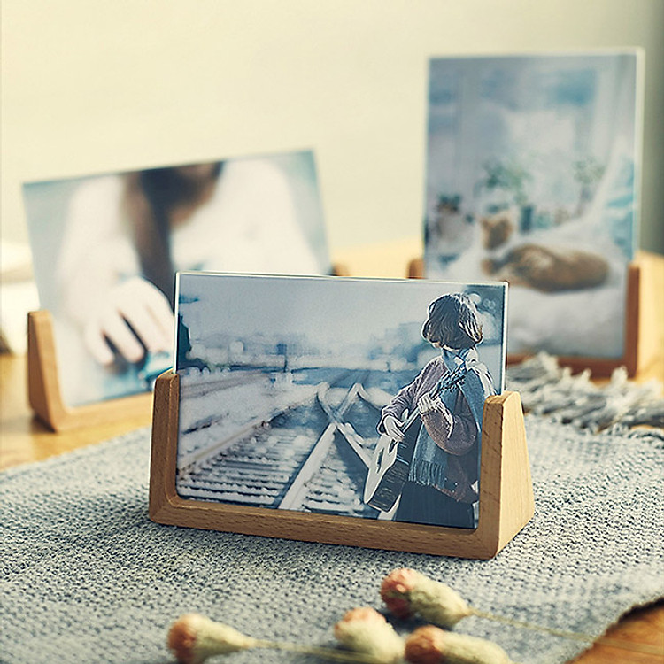 Khung ảnh để bàn bằng gỗ + kính