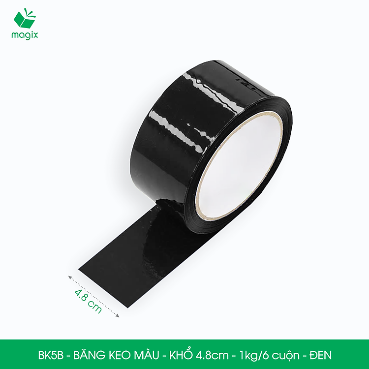 Băng keo màu khổ 4.8cm (6 cuộn) – Đen