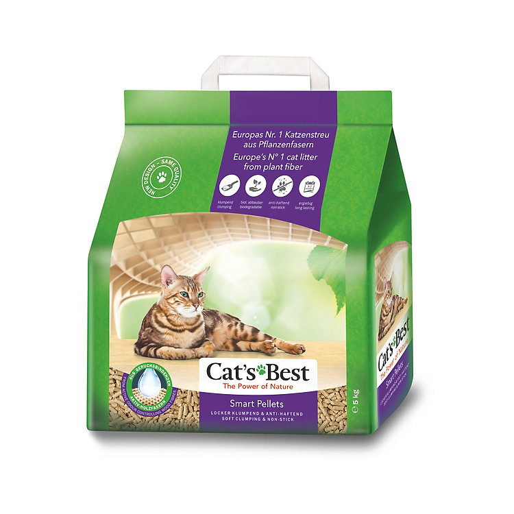 Cát vệ sinh hữu cơ vón cục cho mèo lông dài Cat’s Best Smart Pellets CBSP10L (5kg)
