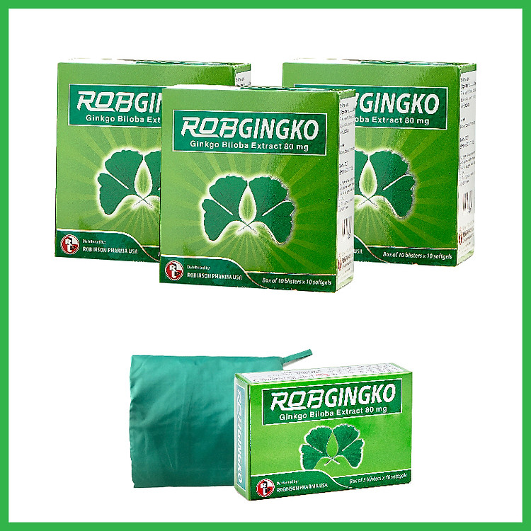 Combo 3 hộp TPCN hỗ trợ tuần hoàn não Robgingko –Hộp 100 viên_ Robinson Pharma Usa__TẶNG 1 HỘP 30 VIÊN VÀ 1 ÁO MƯA DÙ CAO CẤP