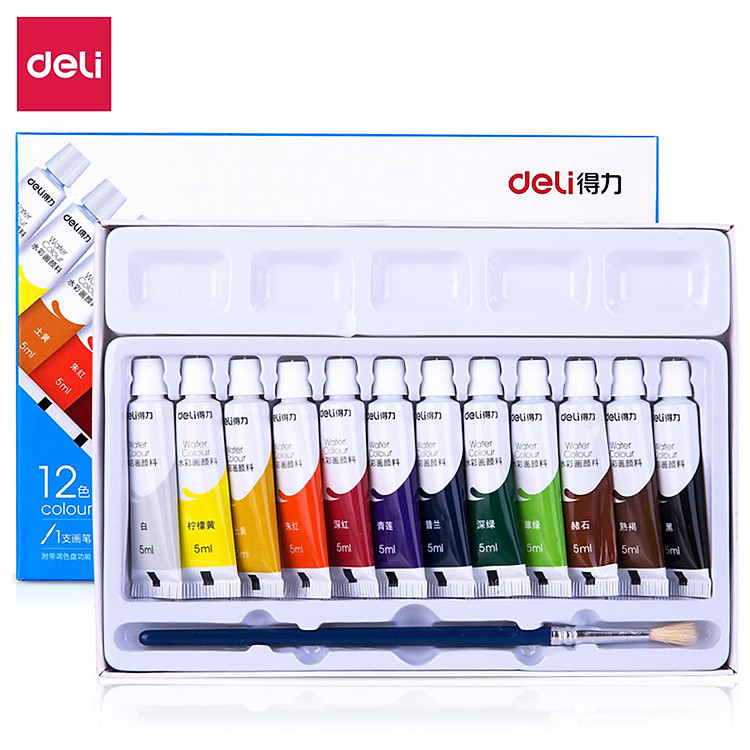 Màu Nước Dạng Tuýp 5ml Deli (12 màu) - Ảnh 2