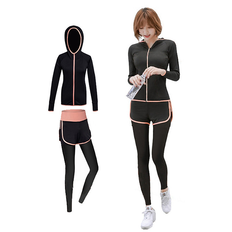 Bộ quần áo tập thể thao, chạy bộ, tập gym, yoga nữ quần dài áo khoác mỏng hàng cao cấp - A08