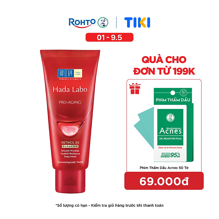 Sữa rửa mặt cải thiện dấu hiệu lão hóa dạng kem Hada Labo Pro-Aging Retinol B3 Cleanser 80g