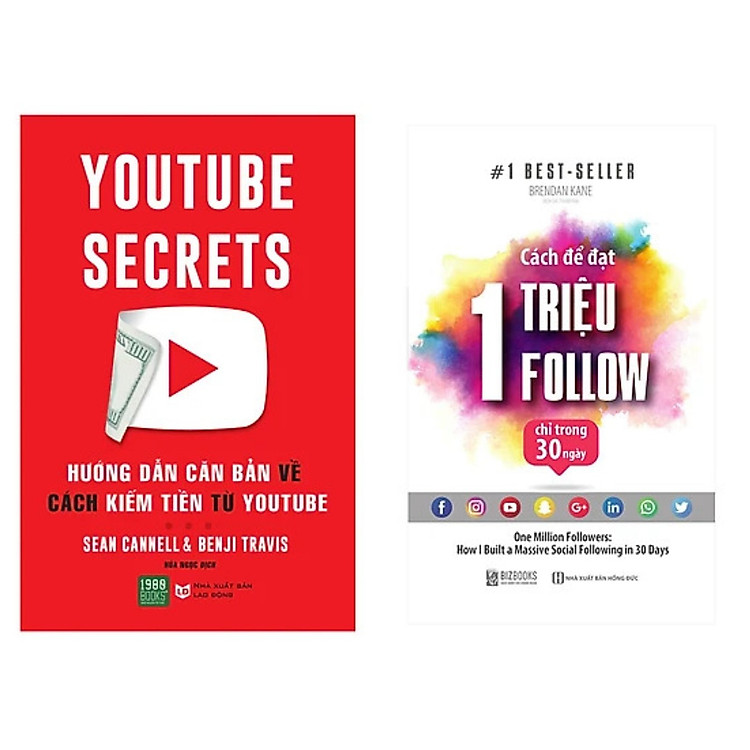Combo 2Q: Hướng Dẫn Căn Bản Cách Kiếm Tiền Từ Youtube + Cách Để Đạt 1 Triệu Follow Chỉ Trong 30 Ngày (Sách Kinh Doanh/Marketing/Mạng Xã Hội)