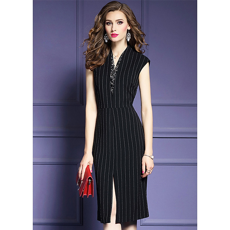 Đầm Ôm Dự Tiệc Kiểu Đầm Dáng Ôm Đẹp Cổ Đính Đá GOTI1644