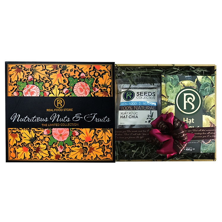 Hộp Quà Tặng Real Food 2 món (Hạt Chia 250g & Hạt Óc Chó 250g)