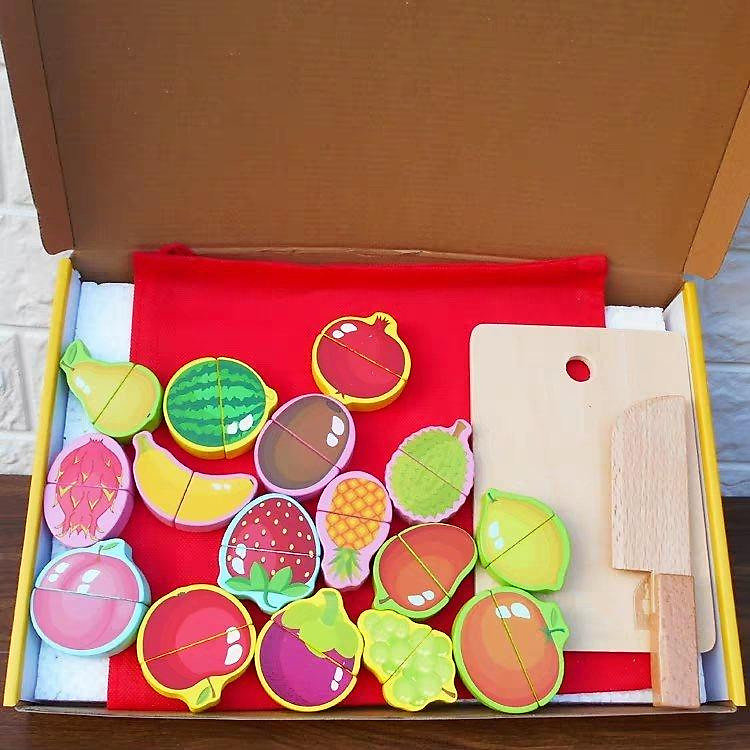Bộ đồ chơi gỗ cắt trái cây nam châm Chính hãng Giá tốt - Hình ảnh 2