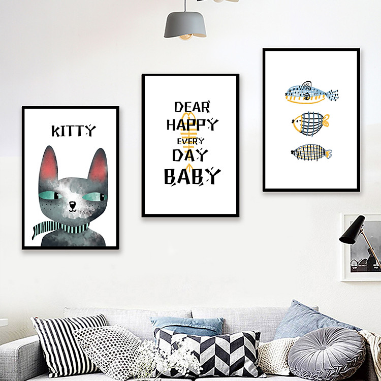 1 Khung tranh vải canvas hình dễ thương cỡ 30x45 ( tranh kèm khung y hình ) - xem mã tranh đặt ở mục mô tả