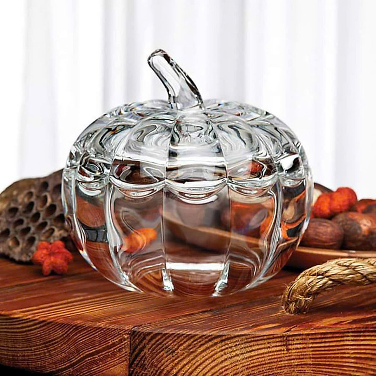 Hũ pha lê bí đỏ để bánh kẹo/đồ trang trí bằng phale Bohemia Hàng chính hãng