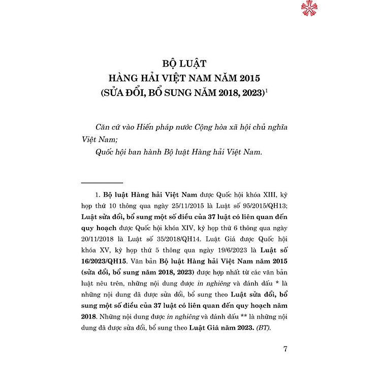 Bộ luật hàng hải Việt Nam năm 2015 (sửa đổi, bổ sung năm 2018, 2023) - Ảnh 4
