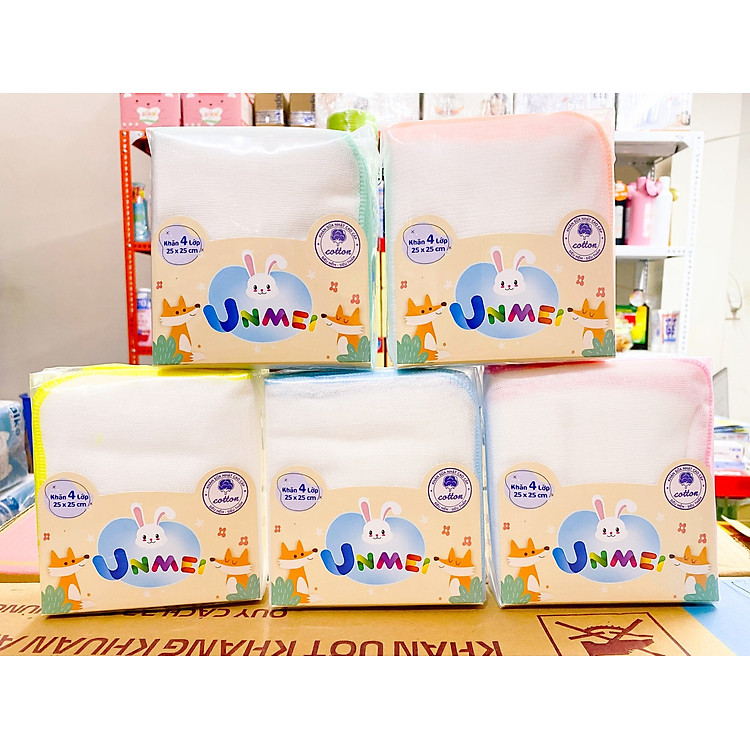 Mua tại Lazada: Gói 50 Khăn sữa Unmei 4 lớp Chính hãng, giá tốt
