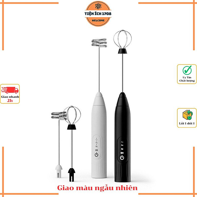 Máy Đánh Trứng, Đánh Sữa Và Tạo Bọt Cafe Cầm Tay Di Động 3 Tốc Độ Sử Dụng Pin Sạc Cao Cấp - Giao màu ngẫu nhiên