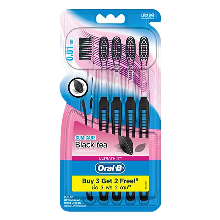 Vỉ 5 Bàn Chải Đánh Răng Oral-B Ultrathin Blacktea Toothbrush