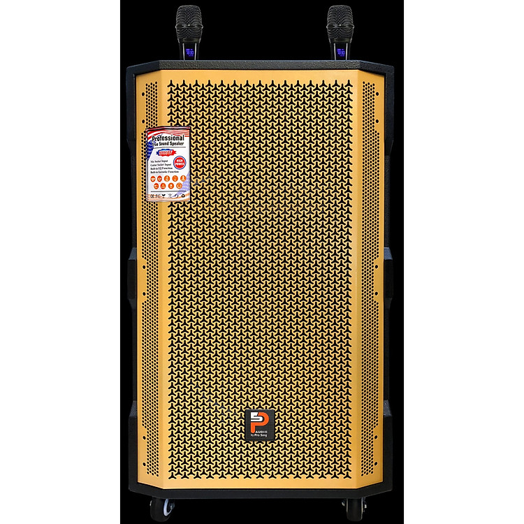 Loa Karaoke di động Bluetooth Prosing W-15 Super Vàng-Đen tặng kèm 2Mic hợp kim - Hàng chính hãng