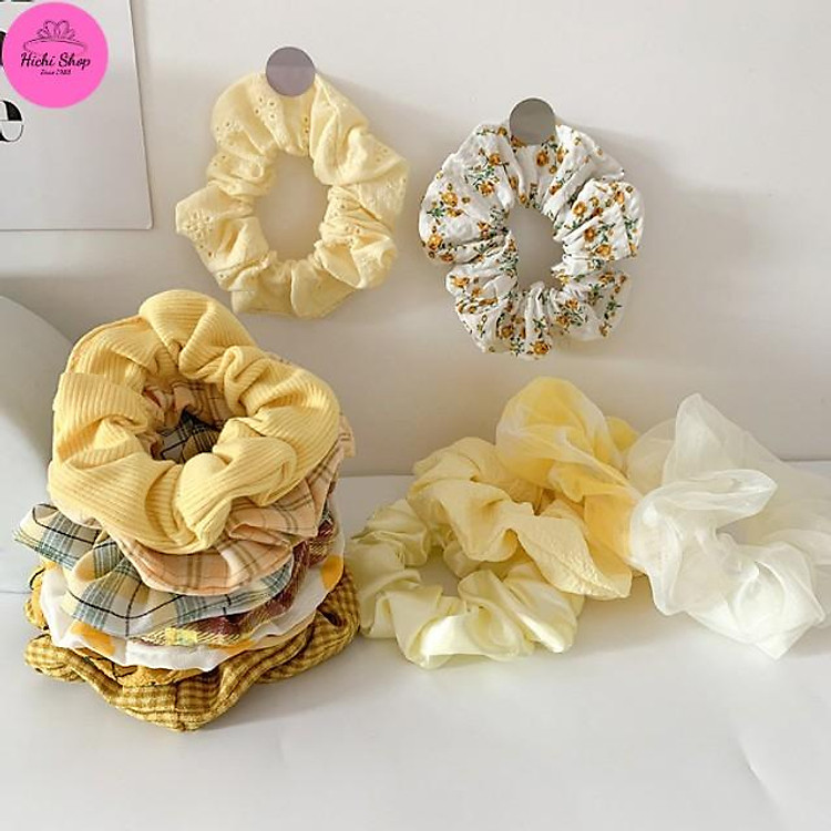 Dây Buộc Tóc Crunchies, Cột Tóc Vải Hàn Quốc Phong Cách Trẻ Trung, Tươi Mới Nhiều Hoạ Tiết Dễ Thương