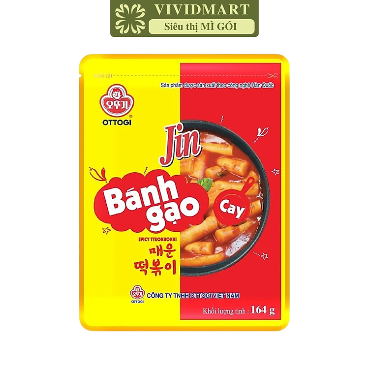 OTOKI - Bánh gạo Jin hương vị Cay, Bánh gạo cay Jin Ottogi bánh gạo cay Hàn Quốc ăn liền (164g/gói)