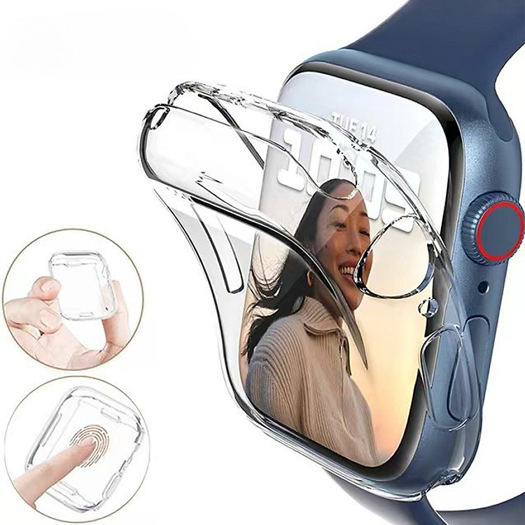Ốp TPU trong suốt Full Mặt Dành Cho Apple Watch Series 7/ 8/ 9 Size 41/ 45mm và Apple Watch Ultra 49mm_ Hàng chính hãng