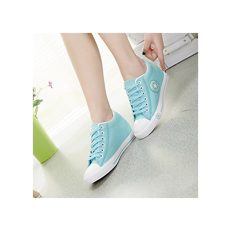 Giày Sneaker Nữ Cao Cổ Chất Liệu Vải Canvas Bền Bỉ Độn Đế Tăng Chiều Cao 5cm Chất Cao Su Tổng Hộp Siêu Êm Chân Nhiều Màu Nhiều Size Lựa Chọn